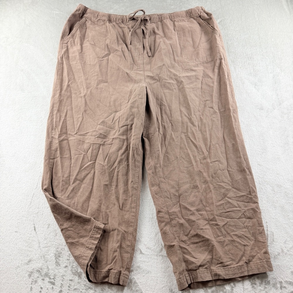 Croft & Barrow Women's XL Brown Cotton Wide Leg Crop Pants
